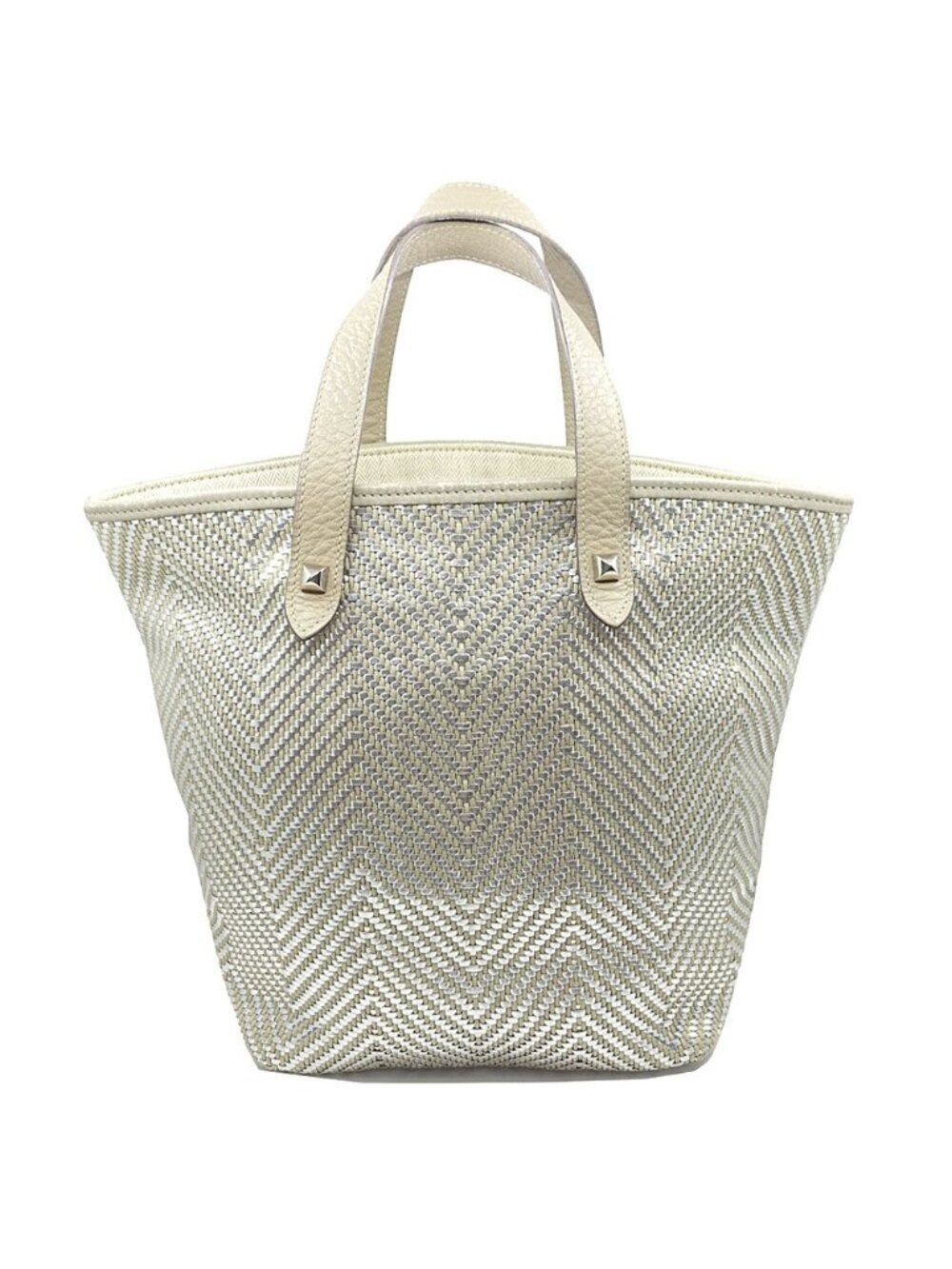Hermes Bag Cabas Chennai PM Beige Silver M Toki Polyester Leather